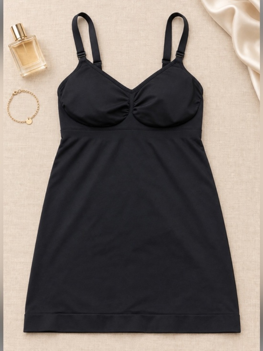 Basics Collection Black Shapewear Full Slip Camisole Size Small
